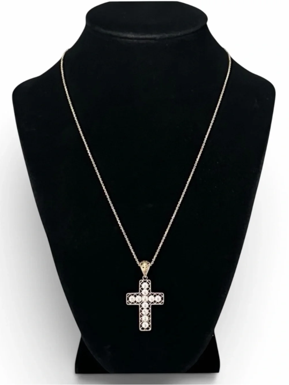 Lisa Robertson 18K Gold over 925 Sterling Silver Filigree Cross Pendant Necklace
